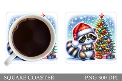 Christmas Raccoon Coaster. Christmas Coaster Sublimation Product Image 1