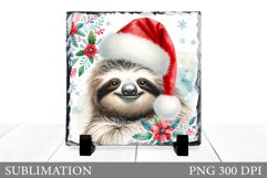 Christmas Sloth Sublimation. Christmas Sloth Slate Design Product Image 1