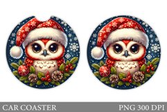 Christmas Owl Car Coaster. Christmas Car Coaster Design Product Image 1
