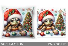 Christmas Turtle Pillow Design. Christmas Pillow Sublimation Product Image 1