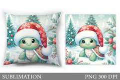 Christmas Turtle Pillow Design. Christmas Pillow Sublimation Product Image 1
