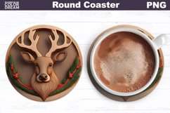 Christmas Deer Round Coaster | Christmas Round Coaster Product Image 1