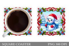 Cute Snowman Coaster Design. Christmas Coaster Sublimation Product Image 1