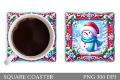 Cute Snowman Coaster Design. Christmas Coaster Sublimation Product Image 1
