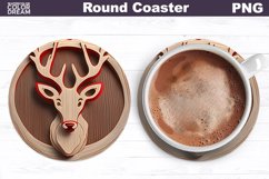 Christmas Deer Round Coaster | Christmas Round Coaster Product Image 1
