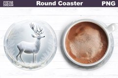 Christmas Deer Round Coaster | Christmas Coaster Design Product Image 1