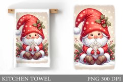 Christmas Kitchen Towel. Christmas Gnome Kitchen Towel Product Image 1
