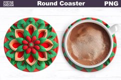 Christmas Flower Coaster| Round Coaster Sublimation Product Image 1