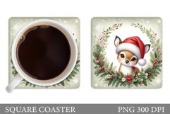 Christmas Deer Coaster Design. Christmas Coaster Sublimation Product Image 1