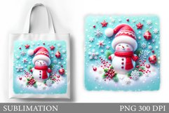 Snowman Tote Bag Sublimation. Christmas Tote Bag Design Product Image 1