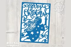 Merry Christmas Card SVG, Christmas Angel cut files cricut Product Image 1