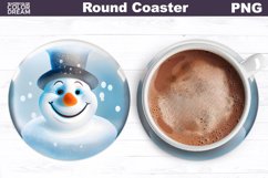Snowman Round Coaster | 3D Christmas Coaster Sublimation Product Image 1