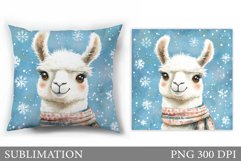 Cute Lama Pillow Design. Christmas Pillow Sublimation Product Image 1