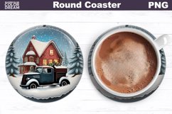 Vintage Christmas Round Coaster | Winter Round Coaster Product Image 1