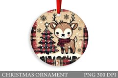 Cute Deer Christmas Ornament. Christmas Ornament Sublimation Product Image 1