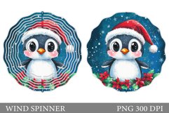 Cute Penguin Wind Spinner. Christmas Wind Spinner Design Product Image 1