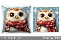 Cute Owl Pillow Design. Christmas Pillow Sublimation Product Image 1