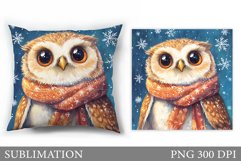 Cute Owl Pillow Design. Christmas Pillow Sublimation Product Image 1