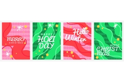 Cute and Colorful Christmas and New Year Greeting Card Set Product Image 1