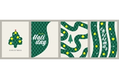 Minimalist Christmas Card Set with Green Plaid Pattern Product Image 1