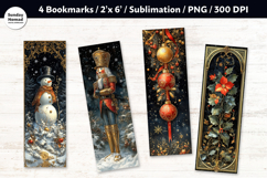 Vintage Christmas Bookmark , Printable Crafts, 4 PNG Product Image 1