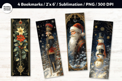 Vintage Christmas Bookmark , Printable Crafts, 4 PNG Product Image 1