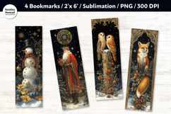 Vintage Christmas Bookmark , Printable Crafts, 4 PNG Product Image 1