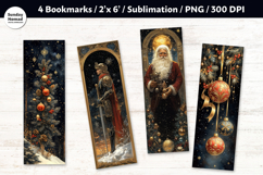 Vintage Christmas Bookmark , Printable Crafts, 4 PNG Product Image 1