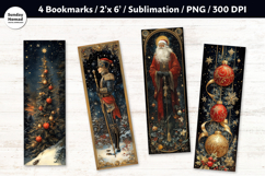 Vintage Christmas Bookmark , Printable Crafts, 4 PNG Product Image 1