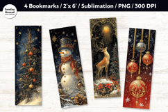 Vintage Christmas Bookmark , Printable Crafts, 4 PNG Product Image 1