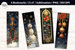 Vintage Christmas Bookmark , Printable Crafts, 4 PNG Product Image 1