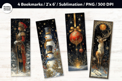 Vintage Christmas Bookmark , Printable Crafts, 4 PNG Product Image 1