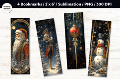 Vintage Christmas Bookmark , Printable Crafts, 4 PNG Product Image 1