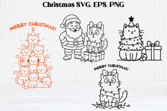 Cute Christmas cat SVG design | Christmas animal silhouette Product Image 1