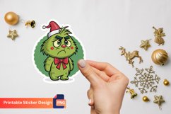 Christmas Funny Green Grumpy Animals Sticker, Christmas Art Product Image 1