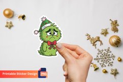 Christmas Funny Green Grumpy Animals Sticker, Christmas Art Product Image 1
