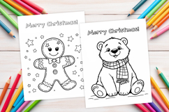 Chrismas coloring page PNG, coloring book for kids Product Image 1