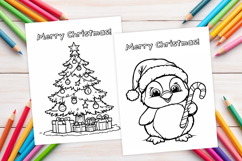 Chrismas coloring page PNG, coloring book for kids Product Image 1