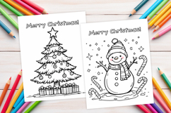 Chrismas coloring page PNG, coloring book for kids Product Image 1