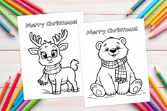 Chrismas coloring page PNG, coloring book for kids Product Image 1