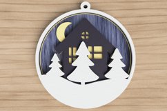 Christmas Ornament Laser Cut File - Christmas Cottage Product Image 1