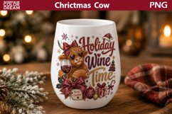 Holiday Wine Time Quote | Christmas Cow Wine Tumbler Product Image 1