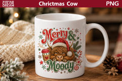 Funny Highland Cow Sublimation | Christmas Cow Mug Art Product Image 1