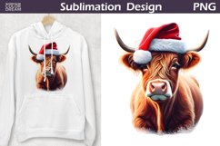 Christmas Highland Cow Clipart | Cow Sublimation PNG Product Image 1