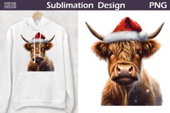Christmas Highland Cow Clipart | Cow Sublimation PNG Product Image 1