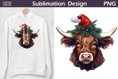 Christmas Highland Cow Clipart | Cow Sublimation PNG Product Image 1