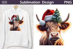 Christmas Highland Cow Clipart | Cow Sublimation PNG Product Image 1