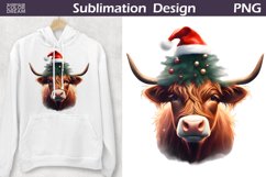 Christmas Highland Cow Clipart | Cow Sublimation PNG Product Image 1