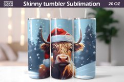Christmas Tumbler Sublimation | Highland Cow Skinny Tumbler Product Image 1