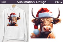 Christmas Highland Cow Clipart | Cow Sublimation PNG Product Image 1